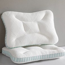 라온스페이스 꿀잠 목편한 숙면 경추 베개, 2개, 화이트 스카이