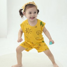 잼베이비 인견 머슬나시 풍경 진노랑 인견80% 찰랑찰랑 하늘하늘 살에닿으면 차곰차곰 엄청 시원한 고급 인견원단 상하세트