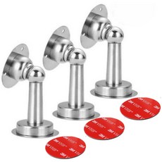 유니데이 초강력 무타공 자석 방문 도어스토퍼, 실버, 3개