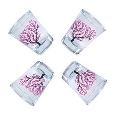 [주안객잔] 벚꽃 소주잔 세트 술따르면 꽃피는 술잔 4개 1세트, 기본