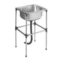 Pohom 간이 세면대 이동식 세면대 미니 싱크대 37x31x60cm, 실버