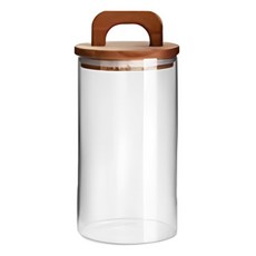 하니모니 우드뚜껑 투명 유리 캡슐커피 세제 보관함, 미들(1200ml), 1개