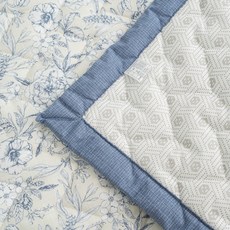 광목 순면패드 플라워패턴 수앤지 슈퍼싱글 퀸 킹 라지킹 침대패드, 네이비