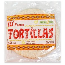 Fresh2Go Tortilla Bread (Roti) 10 Inch (12pcs) (2+1) 2304g 또띠아 10인치, 3개, 768g