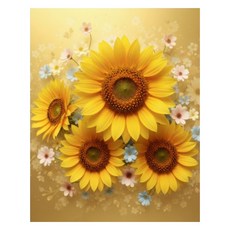 보석 십자수 캔버스형 해바라기 diy 40 x 50 cm, 1세트, CH062