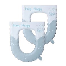 2026 변기커버 스트랩형 방수 화장실 변좌커버 사계절용 가정용 변기패드, 2개 세트 [파란 토끼]