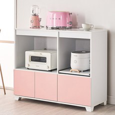 방친구 니세 렌지대 전자레인지 수납장 주방가구 수납형 거실주방장, 2단, 핑크