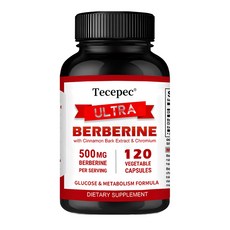 계피 껍질 추출물과 크롬이 함유된 엑스트라 스트렝스 베르베린 500 mg 식욕 조절 포도당 대사 심장 지원, 1박스, 120정