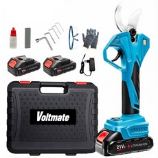 [국내발송] VoltMate 독일의 전기 기술 최신형무선 21V BLDC 전지가위 전동가위 35mm LED전원디스플 전력량 표시 2000mAh 배터리 2개 풀옵션세트, 1세트