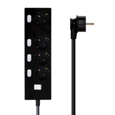 파워존 4000W 고용량 웨이브 개별스위치 과부하차단 4구 멀티탭 콘센트 50cm 1.5m 3m 5m 7m, 개별스위치 4구50cm 블랙, 1개