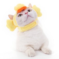 강아지 고양이 코스튬 모자 인싸템 캐릭터 모자, 1개, 노란오리