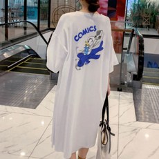 팍스홈 여름 귀여운 캐릭터 롱 데일리 반팔원피스 홈웨어