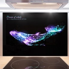 코나 주방아트보드 아트글라스 아트월 주방 셀프 벽면 인테리어 꾸미기 고래의꿈(오로라), 1개