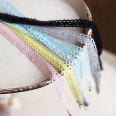 리본빌 면레이스 국산레이스 46종, 1타래(약 15마), 1개, 파스텔 스트랩 레이스 (병아리)