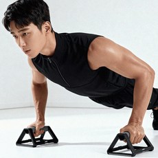 HNF 푸쉬업바 푸시업 플란체바 팔굽혀펴기기구 홈트레이닝 맨몸 가슴운동, 블랙+그레이 1개