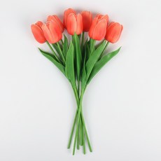 인조 조화 튤립 9송이 세트, 1개, 오렌지 9송이