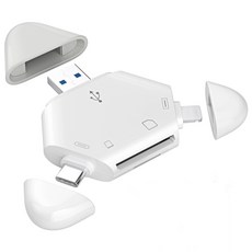 KBKXOZ TF 카드 리더기 멀티 호환 애플 아이폰 / Type-C USB 컴퓨터 / 안드로이드 태블릿 / 카메라 지원, 1개, 흰색, S1