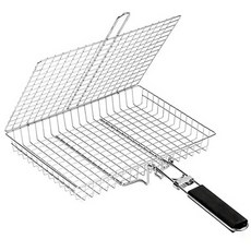 折疊式不鏽鋼燒烤肉翻露營BBQ必備, 1個, Grill Basket烤網