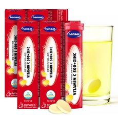 한잘 독일 레몬맛 발포비타민 비타민C500+아연, 20정, 4개