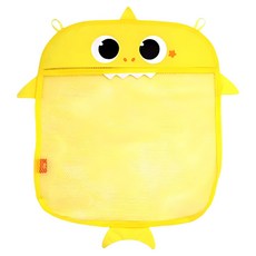 핑크퐁 욕실 장난감 정리망 + 흡착판 그물망 목욕용품 샤워, 옐로우(아기상어), 1개