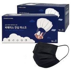 국산 일회용 덴탈마스크, 100매, 1개, 소형 블랙