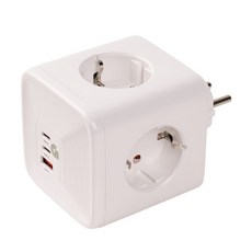 지클릭커 4구 3포트 C타입 PD충전 접지 컬러 4000W 고용량 콘센트 큐브 멀티탭, 1개, 화이트, 7.8cm