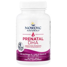 노르딕내츄럴스 프리네이탈 DHA 830mg 오메가-3 + 400IU D3 500mg 소프트젤, 90정, 1개