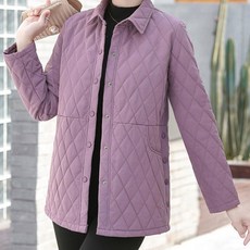 중년여성용 웰론 잠바 심플 루즈핏 긴팔 누빔 경량 아우터 간절기 데일리 방한 바람막이 엄마 셔츠형 퀼팅 면코트 빅사이즈