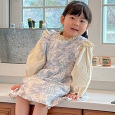러블리 미니미 키즈 어린이 앞치마 / (KIDS)블루플라워리롱프릴앞치마
