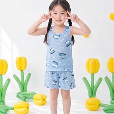 타요 국산 쿨링 인견 여름 아동 런닝 반바지 상하 세트