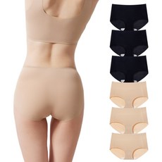 속옷자국없는 편안한 쿨링 무봉제 여성팬티 스킨3+블랙3 6p