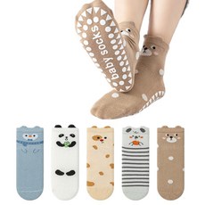 슈가앤 아동용 NM32 펫퍼니 5켤레 미끄럼 방지 메쉬 양말세트 유아 아동 주니어 초등양말