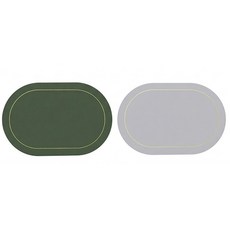 더퓨어리즘365 양면 방수 가죽 식탁매트 식탁테이블매트 4p 세트 북유럽 매트, 2개, 45cm*30cm, 올리브그린+샌드그레이(녹색+회색)
