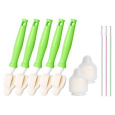 hibee 奶嘴刷 5入+防塵蓋 2入+吸管刷 3入, 1組, Green