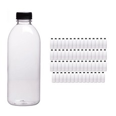 우유 투명 페트병 + 블랙 브릿지캡, 1L, 60개