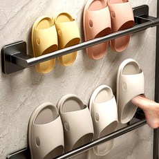 (1+1) 무타공 슬리퍼거치대 다용도 욕실, 1세트, 메탈그레이