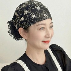 오셸 여성 꽃무늬 메쉬 주방두건