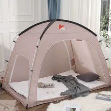 겨울철 필수 심플한 원터치 난방텐트 2~3인용 외풍차단 거실 침대용