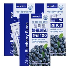 [미국산 블루베리 100%] 내츄럴플러스 통째로 블루베리 퓨레 100, 3박스, 300g