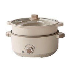 MILLANDA 냄비 전기솥 찜솥 대용량 가정용 전기 냄비 전기 신선로 다용도 냄비 전기 프라이팬 찜기, 1개, 흰색, 30cm