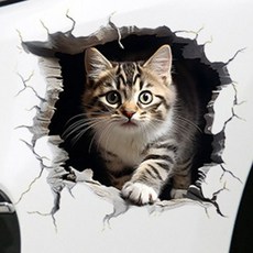팬시코어 귀여운 방수 고양이 스티커 스크래치 흠집 가림 커버 화려한 장식 데칼, 2개, 워킹 고양이(13x13)
