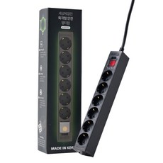 알루바프로 과부하차단 고용량멀티탭 알루미늄 서버탭 6구 디에스이, 블랙, 1개, 1.5m 블랙, 1개, 1.5m