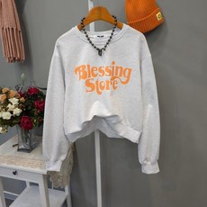 블레싱 스토어 크롭맨투맨 여성반크롭맨투맨