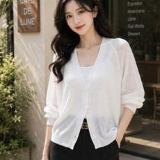 MOMON 찰랑찰랑 냉감 여름 가디건 리오셀 린넨 체형커버 시원한가디건