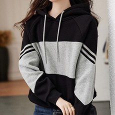 나바바 NT1031 여성 캐주얼 배색 라인 후드 기모 긴팔 맨투맨
