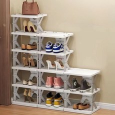 [드림] 신발장 정리대 현관 신발장 무조립 높이조절 접이식신발장 신발정리대 화이트 6단, 흰색