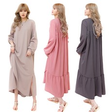 통통마녀 ] 뒤프릴 긴팔 원피스 / 빅사이즈 99까지 착용