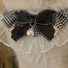 고급 레이스 프릴 고양이 강아지 카라 /케이프 인생샷, 1개, 순수 진주