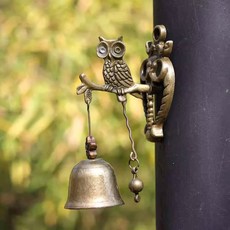 햇살담긴집 재물운 빈티지 풍경종 현관종 문종 풍수 인테리어 개업선물 선물포장, 골드 부엉이