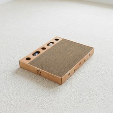네코이찌 대형 장난감 공놀이 고양이 사각 스크래쳐, 1개, 라이트브라운